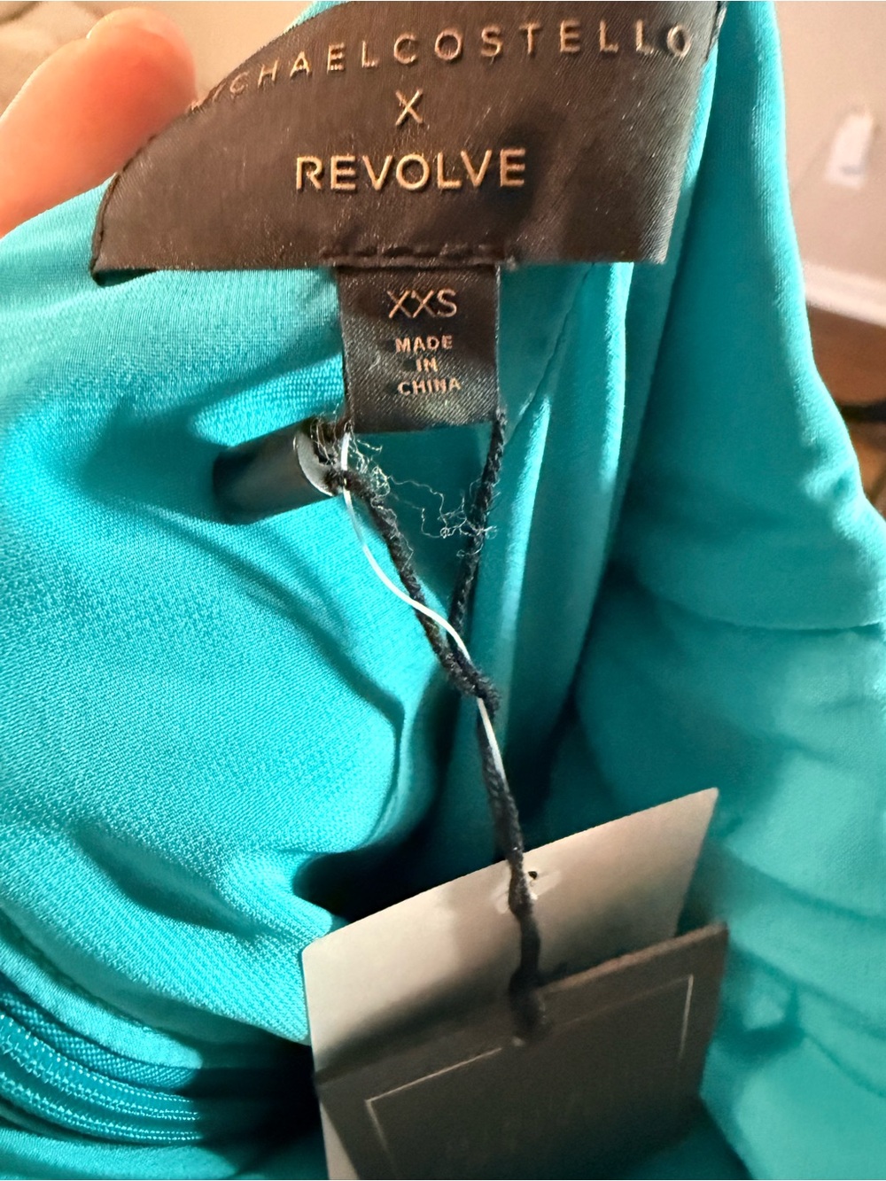 New Michael Costello x REVOLVE Skylar Mini Dress in Turquoise Blue XXS - Picture 5 of 7